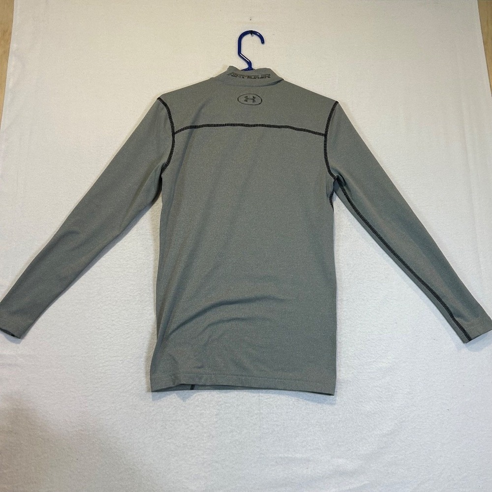 Under Armour ColdGear Compression Mock Neck Shirt Mens M Gray Long Sleeve Base